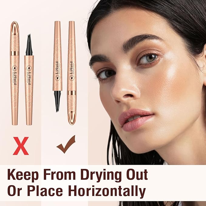 Microblading Eyebrow Pencil - 2026 New 4-Tip Waterproof Brow Pencil with Micro-Fork Tip, Longl Lasting Eyebrow Pen Eyebrow Pencils for Women (Light Brown)