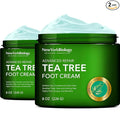 New York Biology Tea Tree Oil Foot Cream for Dry Cracked Feet, Athletes Foot, Nail Fungus, Jock Itch, Ringworm, Cracked Heels and Itchy Skin - Foot Cream - 8 oz - Pack of 2