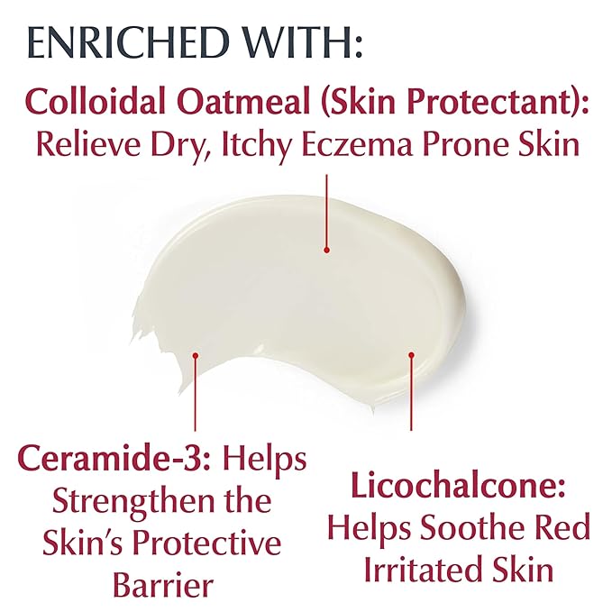 Eucerin Eczema Relief, Full Body Lotion, Moisturizing Eczema Cream with Colloidal Oatmeal (Skin Protectant) and Ceramide 3, 8 Oz Tube (Pack of 12)