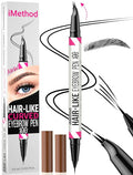 iMethod Curved Eyebrow Pen - 2-in-1 Dual-Ended Eyebrow Pencil with Curved Tip and Precise Brush-Tip, Microblading Pen for Natural Hair-Like Brows, Long Lasting, Black