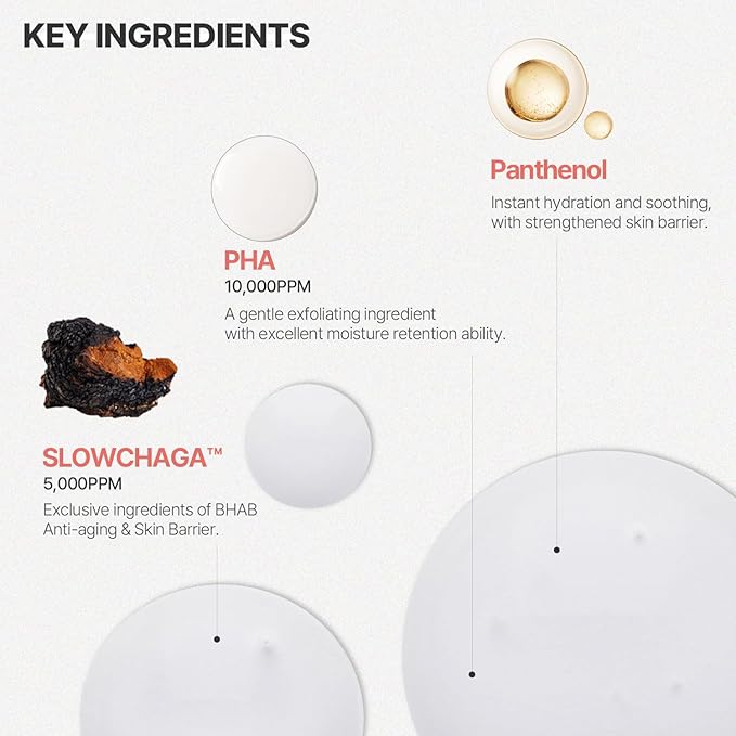 BHAB SLOWCHAGA PHA Toner with Gluconolactone Panthenol Niacinamide Wintergreen Glutathione for Hydration Mild Soothing & Gentle Peeling Korean Glass Skin Care 5.07 fl.oz(150ml)