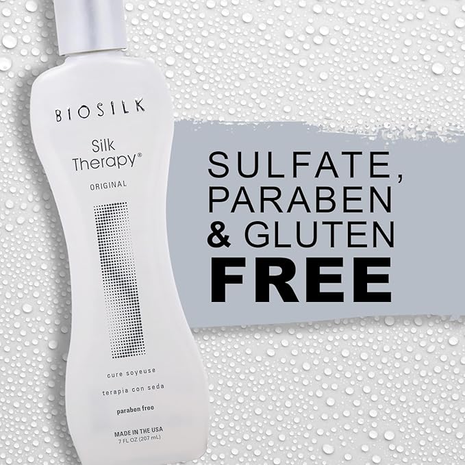 BioSilk Silk Therapy Original, Reconstructing Leave-In Hair Treatment, Adds Shine, Smooths & Prevents Split Ends, Sulfate-Free, Paraben-Free, Cruelty-Free, 7 Oz