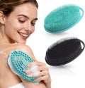 2 Pack Silicone Body Scrubber, Exfoliating Silicone Shower Scrubber for Body, Gentle 2 in 1 Silicone Loofah Alternative for Women Men, Dual-Sided Soft Bath Scrubber for All Skin, Black+Green