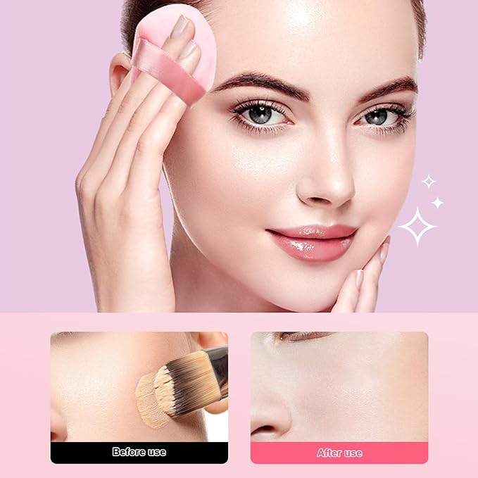 24 Pcs Triangle Powder Puff, Cotton Makeup Puff, Washable Face Powder Puff for Women Girls (24LP)