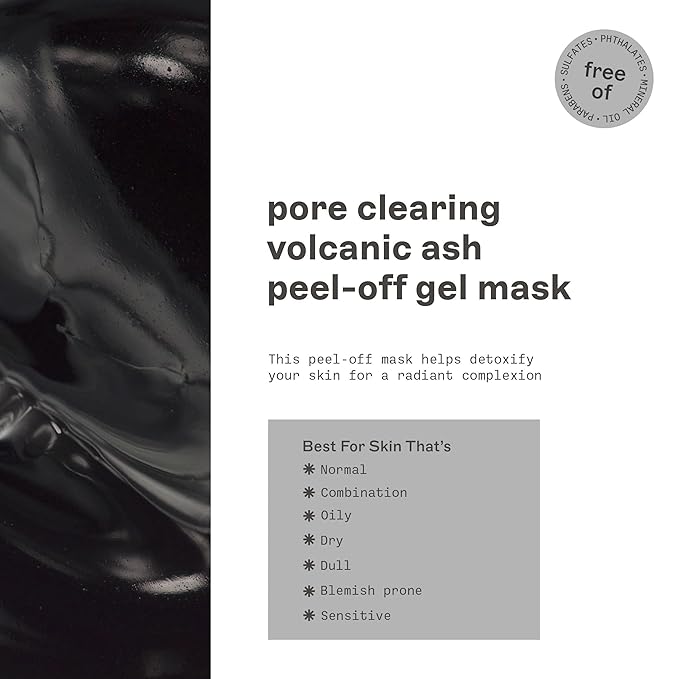 FREEMAN Pore Clearing Volcanic Ash Peel-Off Gel Facial Mask, Deep Cleansing, Removes Dirt From Pores, Not Over-Drying, Easy-to-use, For Men, 6 fl.oz./175 mL Tube