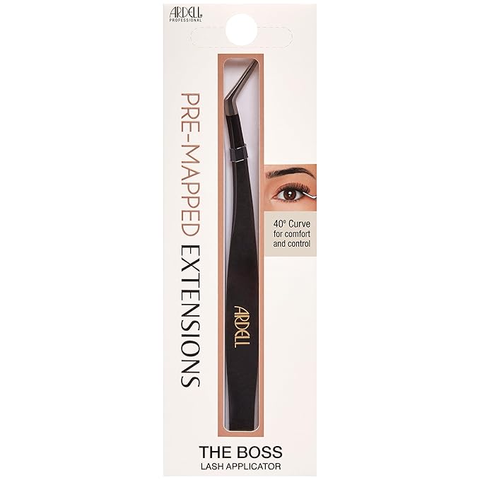 Ardell Pre-Mapped Lash Applicator Tool - 40° Curved Eyelash Tweezers for Precision and Comfort, Easy Application