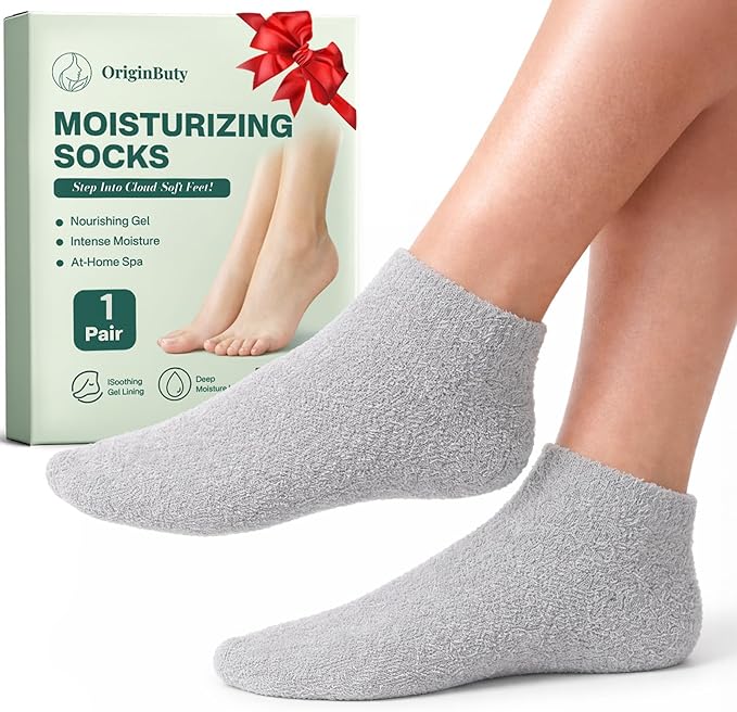 Moisturizing Socks for Dry Cracked Feet, Silicone Socks for Foot Spa(Size 9-11), Gel Socks for Foot Care Overnight, Aloe Socks Heel Protector for Cracked Heel Treatment, Self Care Gifts for Women