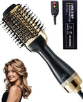 4-in-1 Hair Dryer Brush, Ionic Ceramic Titanium Hot Air Styler with ALCI Safety Plug, 3 Heat Settings for Frizz-Free Blowouts, Salon Volumizer and Straightener (Gold)