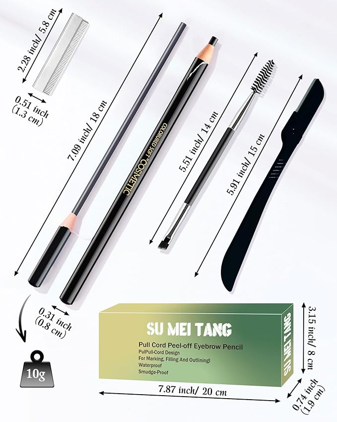 12 Piece Light Brown Waterproof Eyebrow Pencils for Women w/Microblading Eyebrow Pencil & Brow Trimming Supplies Kit Permanent Eye Brow Liners For Salon-Quality Shaping & Filling Of Marks