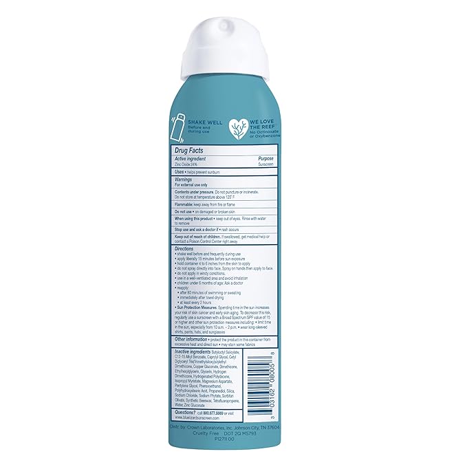 BLUE LIZARD Sport Mineral Sunscreen Spray SPF 50+, Dermatologist-Recommended Brand, Broad-Spectrum UVA/UVB Protection, Water-Resistant, Zinc Oxide Formula, Vegan, 5 fl oz