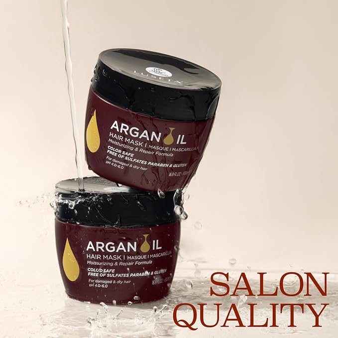 Luseta Argan Oil Hair Mask for Damaged Hair Deep Conditioning Thickening for Thin Hair Hydrate for Dry Hair 16.9 oz