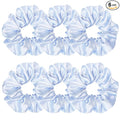 Sufermoe 6 Pcs 4.5 Inch Satin Silk Hair Scrunchies, Light Blue Elastic Hair Ties for Women and Girls, Hair Accessories for Different Hairstyles and Occasions