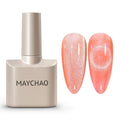 MAYCHAO 15ML Coral Cat Eye Gel Nail Polish 1Pc Carly Coral Peach Orange Gel Polish Soak off Holographic Magnetic Nail Polish for Nail Art Manicure Salon DIY at Home, 0.5 OZ