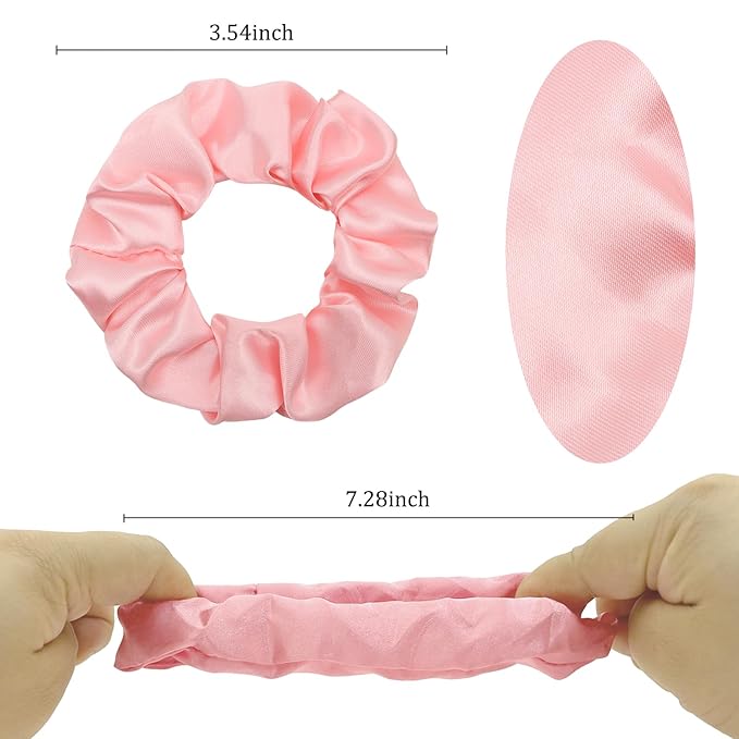 Silk Satin Scrunchies for Women Girls 12 PCS Pink Hair Scrunchies Bulk Silk Satin Hair Ties for Thick Hair Pink Party Favors