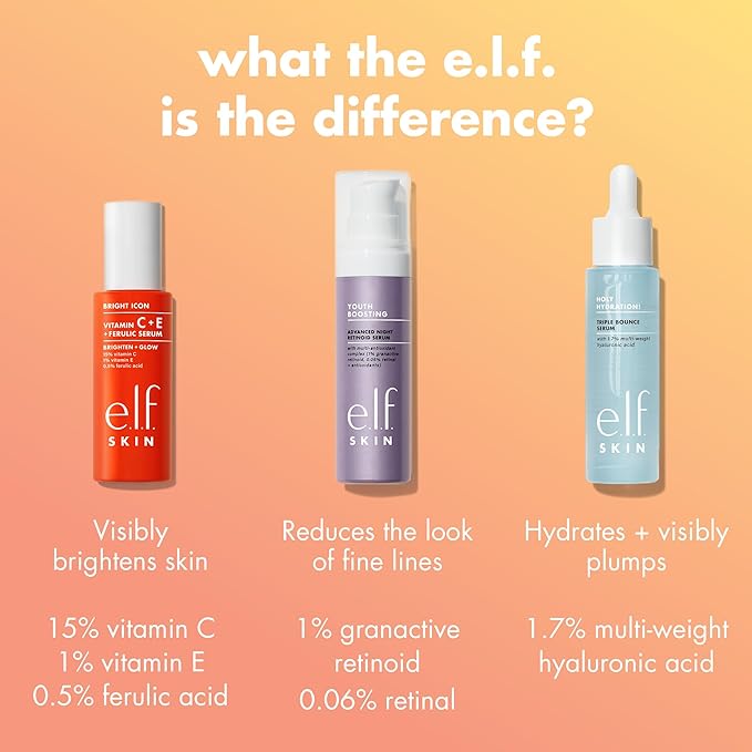 e.l.f. SKIN Bright Icon Vitamin C + E + Ferulic Face Serum Mini, Brightening & Soothing with 15% Vitamin C, Vegan & Cruelty-Free
