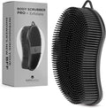 MainBasics Silicone Body Scrubber Dual-Sided Shower Loofah and Exfoliator (Black, Exfoliate)