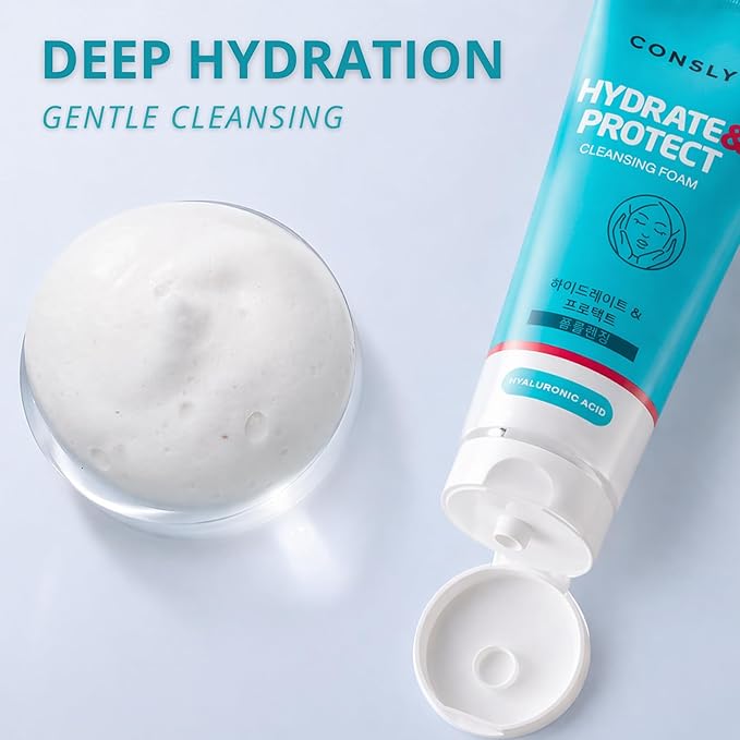 Hyaluronic Acid Cleansing Foam | Korean Foaming Face Wash | Hydrating Daily Cleanser for Dry & Dehydrated Skin | Remover Makeup & Sunscreen | K-Beauty Face Cleanser | 120 ml / 4.06 fl oz.