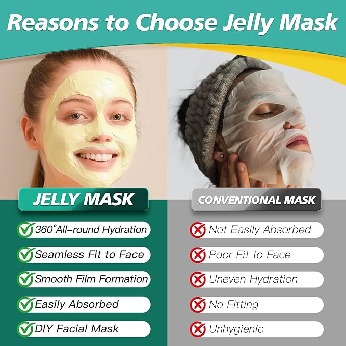 Pjordo Powder Jelly Mask for Facials Professional, Peel Off Facial Mask for Hydrating & Moisturizing, Hydrojelly Mask for Women Men Skin Care, Home DIY Spa Use for All Skin with Chamomile Petals