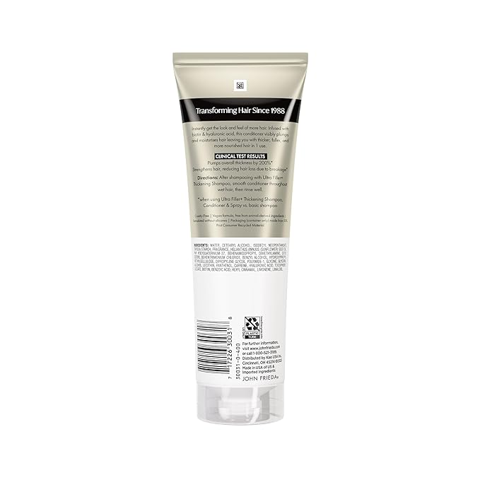 John Frieda ULTRAfiller+ Thickening Conditioner for Fine & Thin Hair, Lightweight Volumizing Conditioner with Biotin & Hyaluronic Acid, Silicone-Free, 8.3 fl oz