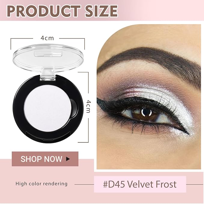 Refillable Eyeshadow Palette - Matte/Glitter/Duo-Chrome Pressed Powder & Cream Formula, Neutral/Shimmer/Smokey Multichrome, Travel-Friendly Iron Pan Refills (Matte, D45)