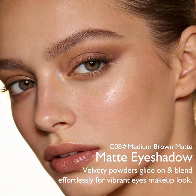 Medium Brown Eyeshadow Palette, Matte Eye Shadow Palettes High Pigment Single Neutral Eyeshadow Pressed Powder Lightweight Blendable for Daily Natural Eye Makeup for Older Women