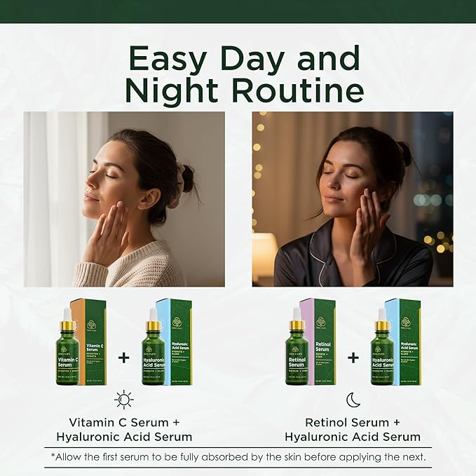 Tree of Life Face Serum Set - Vitamin C, Retinol & Hyaluronic Acid for Brightening, Firming & Hydrating - Anti Aging Skin Care Set - Dermatologist Tested - 1 Fl Oz (Pack of 3) - Mothers Day Gifts