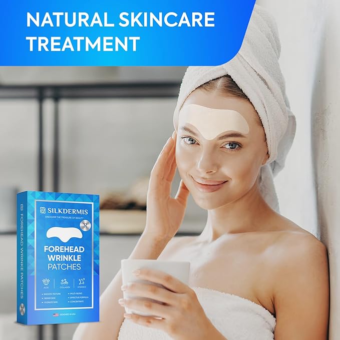 SILKDERMIS Forehead Wrinkle Patches 12Pcs with Aloe, Collagen, Vitamin E, Anti Wrinkle Patches, Forehead Wrinkles Treatment (White)