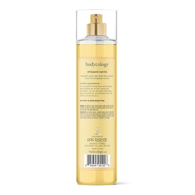 Bodycology Long-Lasting Fragrance Body Mist, Whipped Vanilla, 8 fl oz (Pack of 2)