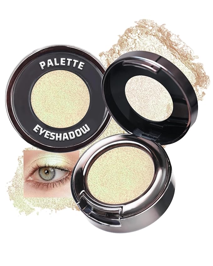 Chameleon Duochrome Glitter Eyeshadow Palette, Holographic Shimmer Single Eye Shadow Palettes, Color Shift Sparkle Iridescent, Multichrome Metallic Eye Brightener Highlighter Makeup-02 Golden Nymph