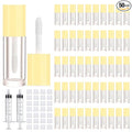 50pcs 2.5ml Empty Lip Gloss Containers Lip Gloss Tubes with Wand Cute 0.08oz Clear Refillable Lipgloss Making Supplies Kit for DIY Makeup + 2pcs Syringes (Yellow)