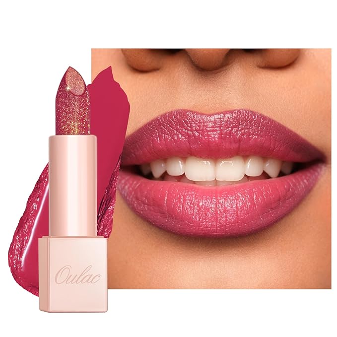 Oulac Moisture Rose Lipstick - High Shine Shimmery Finish, Super Creamy Texture, Medium to High Coverage - Gluten Free, PG14 La Vie en Rose