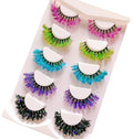 Sunniess Luminous Glitter Lashes,3D Dramatic Eyelashes with Sequins,25mm Decorative Sparkly Lashes for Halloween Colorful Lashes Christmas Cosplay Party Stage Makeup Colored False Eyelashes