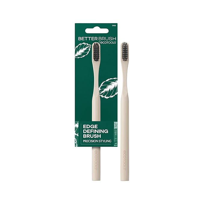 EcoTools Edge Defining Hairbrush, For Precision Styling, Tame Edges, Baby Hair, & Frizz, Dense Synthetic Bristles, Small Brush Head To Style Hairline, Renewable Bamboo, Cruelty-Free, 1 Count