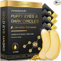 24K Gold Under Eye Patches (16 Pairs), Collagen Eye Masks for Dark Circles and Puffiness, Eye Patches for Women Puffy Eyes, Revitalizes and Refreshes Your Skin