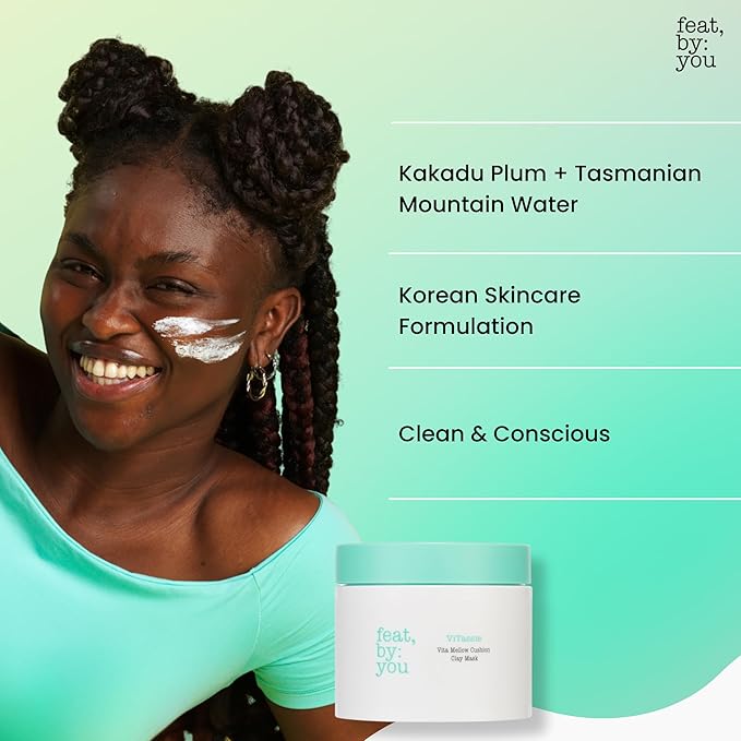 Feat By You Clay Mask for Face - (4.56 fl.oz) Korean Face Mask with Bentonite & Kaolin Clay for Blackheads, Pores & Sebum Control, Gentle Exfoliation, Vegan, Cruelty-Free
