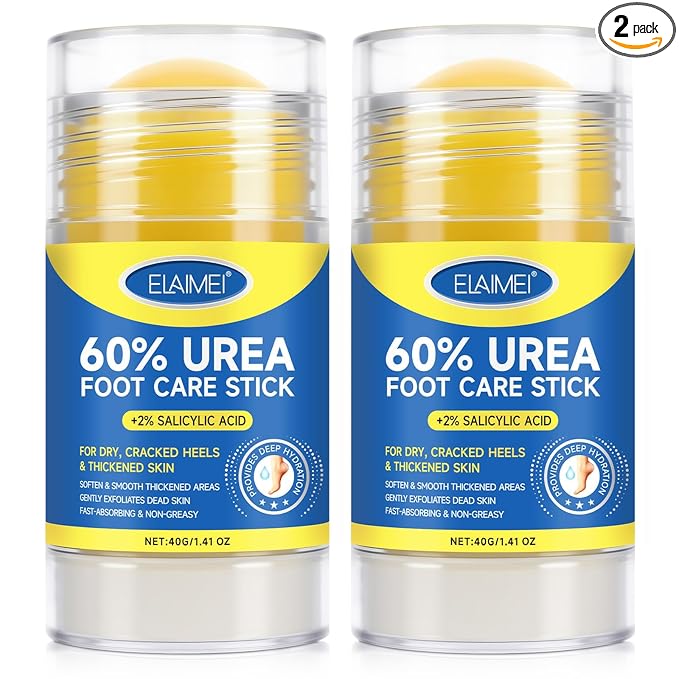 Urea Cream 60% with 2% Salicylic Acid Stick, 2Pack Urea Foot Cream for Dry Cracked Heels, Callus Remover, Hydrating and Softening Moisturizer for Feet, Hands, Knees, Elbows, Exfoliating Dead Skin