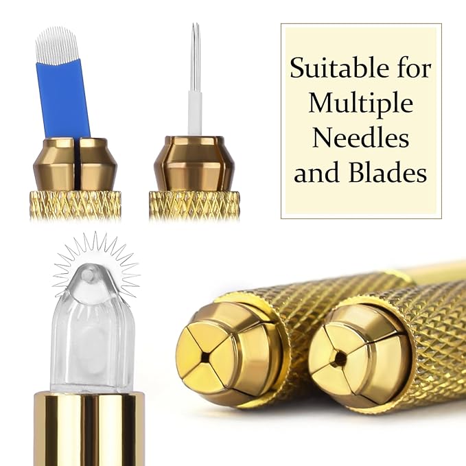 ATOMUS Microblading Pen Kit 2pcs Tattoo Eyebrow Lip Manual Pen 10pcs 18U Eyebrow Microblades 10pcs Pigment Holder with Sponge