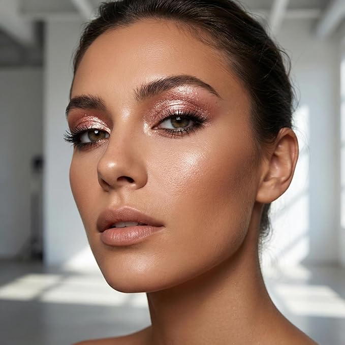Duochrome Glitter Eyeshadow, Ultra-Fine Color Shifting Metallic Shimmer, High Pigment Holographic Single Eye Makeup, Long Lasting & Buildable Eye Shadow (#6 Rose Gold Pink)