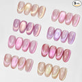 MIZHSE Cat Eye Gel Nail Polish, 8 Colors Pink Magnetic Gel Polish Set with Magnet Stick, Ceramics Effect Translucent Cats Eye Nails Soak Off Nail Art Manicure Home DIY Gift for Women