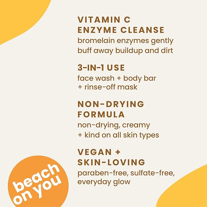 Siren's C Glow – Vitamin C Enzyme Soap for Face & Body with Pineapple Enzymes, Rosehip Oil, Shea Butter & Ascorbic Acid – Hydrating, Vegan, Cold Process, Sulfate-Free – 5 oz