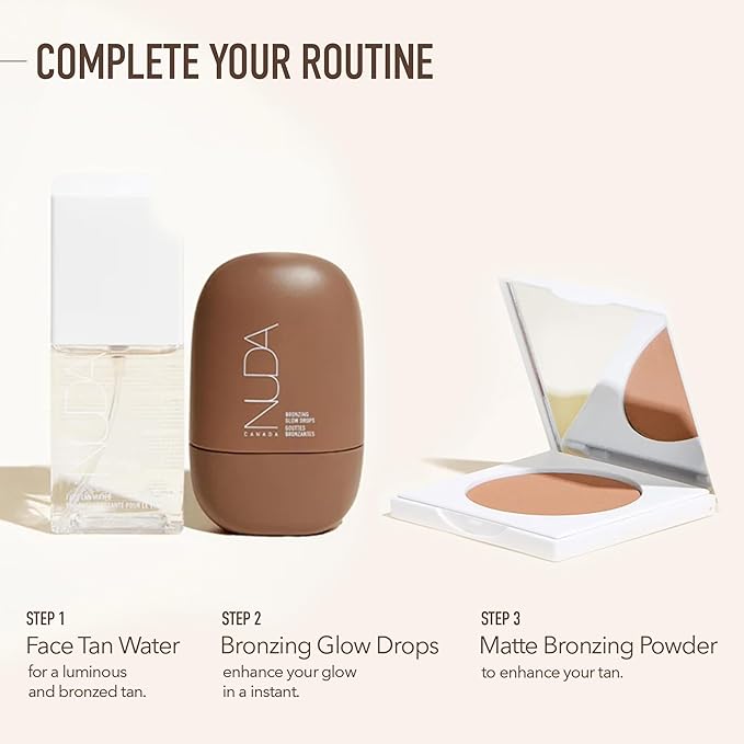 Nuda GlowDrops | Squalene, Ginger, Lavender, & Moringa-Infused Glow Bronzing Drops for Face | Lightweight, Buildable, & Blendable Liquid Bronzer Formula | Paraben & Sulfate-Free Serum, (1 Fl Oz)