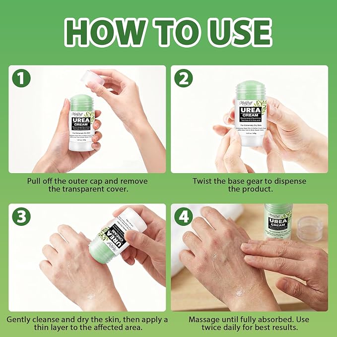 60% Urea Cream Stick with 2% Salicylic Acid, Tea Tree & Aloe Vera - Maximum Strength Foot Cream for Dry Cracked Heels, Callus Remover, Dead Skin Exfoliator for Hands, Knees, Elbows - 1.41oz