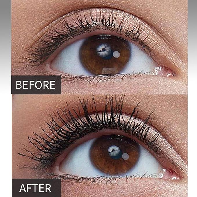 4D Silk Fiber Black Mascara, Volume & Length Lengthening Curling, Waterproof Smudge-Proof Tubing Mascara, Natural Lash Extension Look