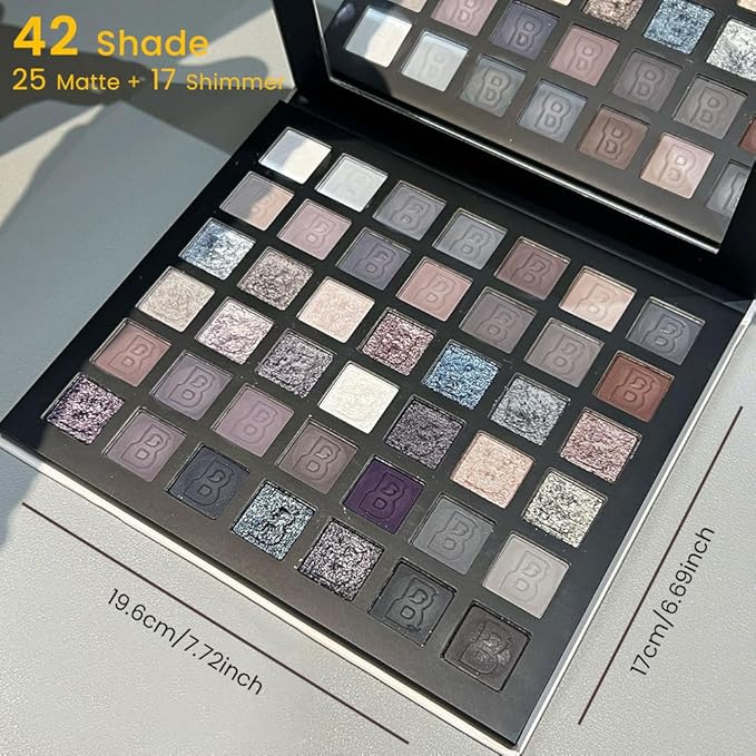 CAKAILA 42 Colors Smokey Eye Shadow Makeup Palette,Nude White Black Grey Brown Matte Shimmer eutral Natural Eyeshadow,Waterproof, Long Lasting Naturing-Looking