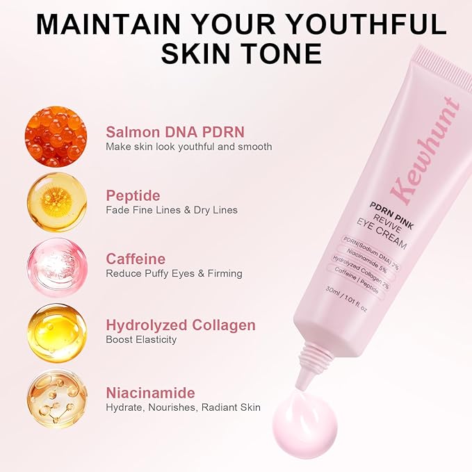 PDRN Revive Eye Cream - 20,000ppm Salmon DNA PDRN Eye Serum with Caffeine, Peptide, Collagen, Niacinamide for Fine Lines, Dark Circles, Puffiness, Hydrating SkinCare 1.01fl.oz