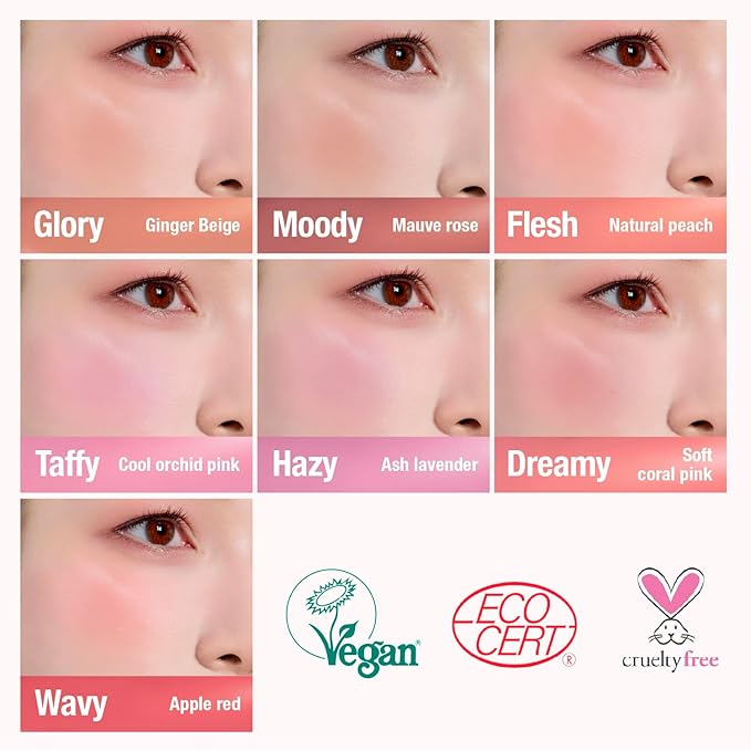 DEAR DAHLIA Petal Drop Liquid Blush (Moody) - Natural Dewy Glow Serum Blush, Buildable & Blendable, Sheer Watercolor Finish, Vegan Korean Makeup for Cheeks, 0.14 oz
