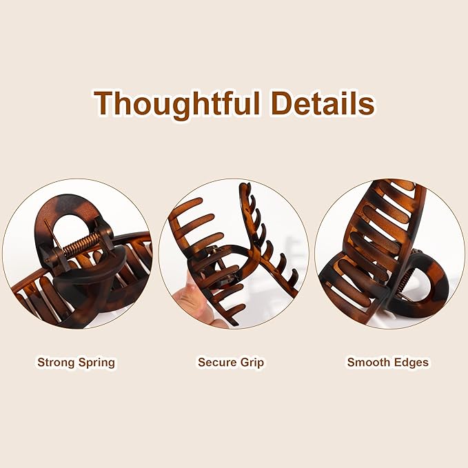 Big Hair Claw Clips for Women - Extra Large Jaw Clips for Thick Long Hair Strong Holder Cute Large 5.1 Inch, 4 Pcs Hair Clips