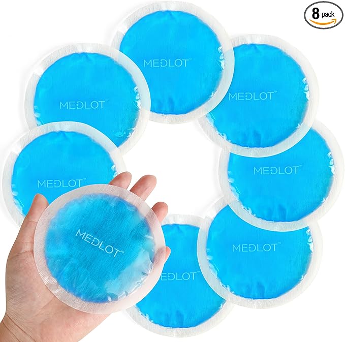 LotFancy Ice Pack for Injuries Reusable, 8 Small Gel Heating Cooling Pads with Cloth Backing, Hot Cold Therapy for Eyes After Surgery, Face, Breastfeeding, Wisdom Teeth, Jaw, Headache, Sinus Relief