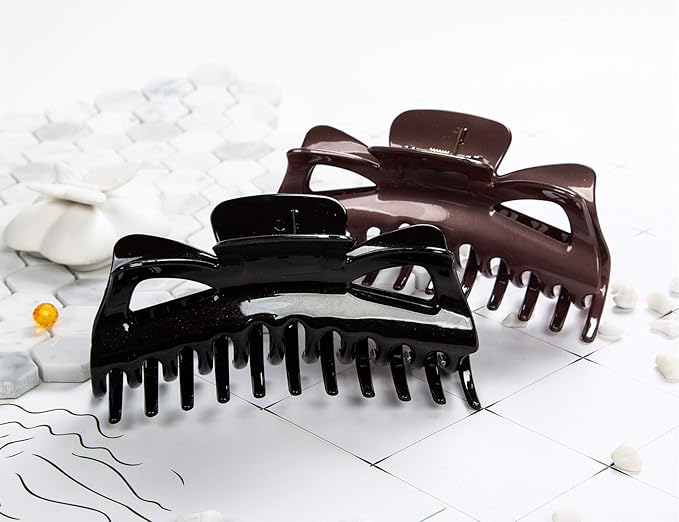 Thick Hair Super Large Clips Crystal Plastic Claw Clamps Hairgrips Clips Accessories for Women, 2 pack. (D)
