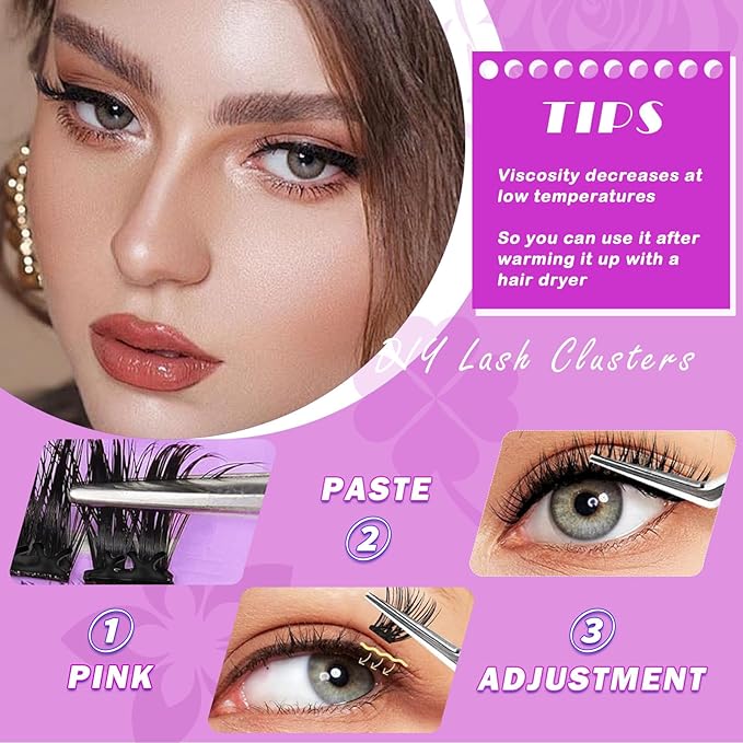 Natural Self Adhesive Eyelashes 80Pcs 10-14mm Self Adhesive Lash Clusters Press On Lashes No Glue Needed Pre-Glued Glueless Lashes No Remover No Residue with Tweezers(Natural Look)